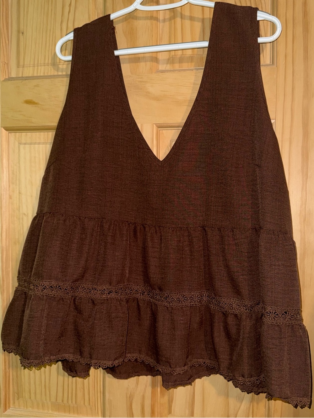 Target Brown Tiered V-Neck Sleeveless Tank Top